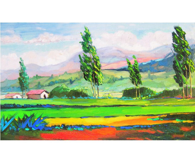 PAISAJE DORADO Oil Canvas Landscaping