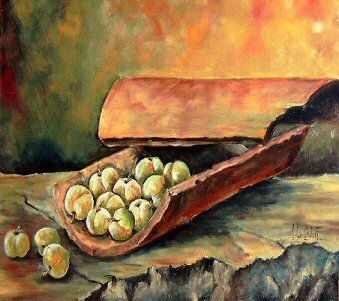 Teja con ciruelas Oil Canvas Still Life Paintings