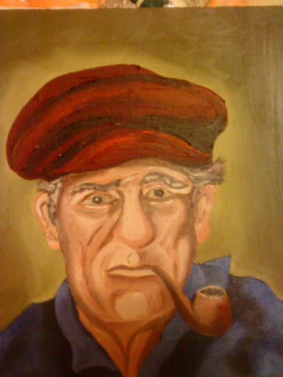 Fumando una pipa Oil Canvas Portrait