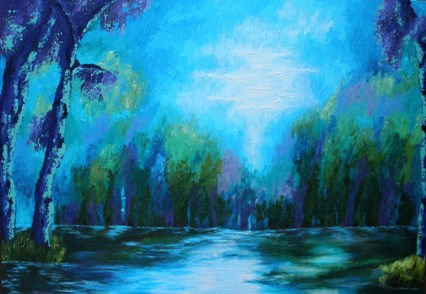 Amazonas noche de luna Oil Canvas Landscaping