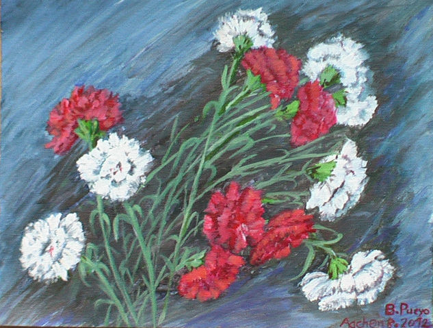 claveles Acrylic Canvas Floral Painting