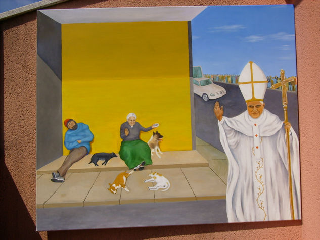 El Papa y los Mendigos Oil Canvas Figure Painting