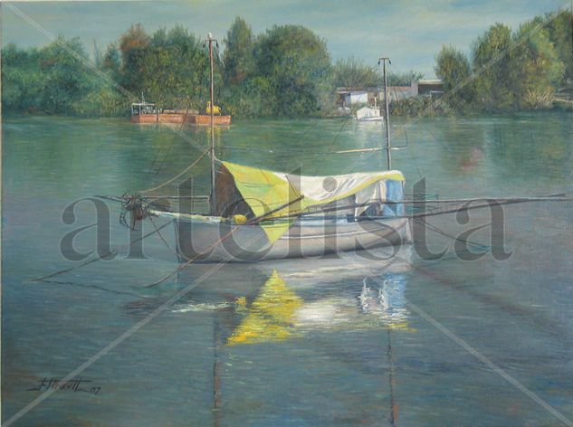 BARCA CAMARONERA DE CORIA Oil Canvas Landscaping