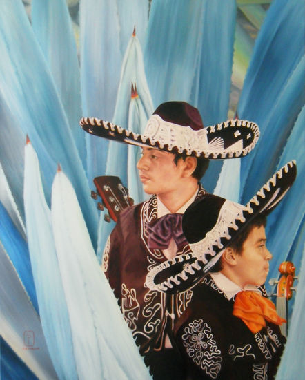 MARIACHI EN FLOR Óleo Lienzo Figura