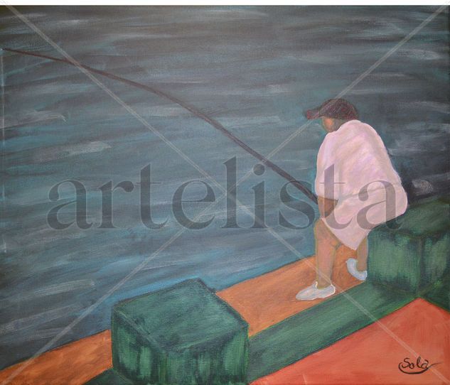 El Pescador Acrylic Canvas Figure Painting