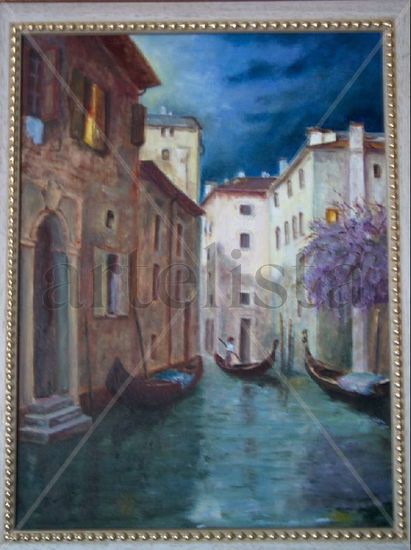 Venezia de noche Oil Canvas Landscaping