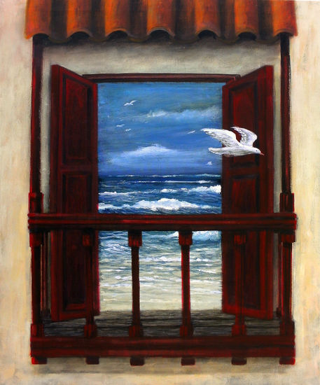 balcón del mar Acrylic Canvas Landscaping