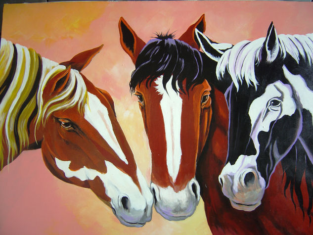 caballos 3 Acrylic Canvas Animals