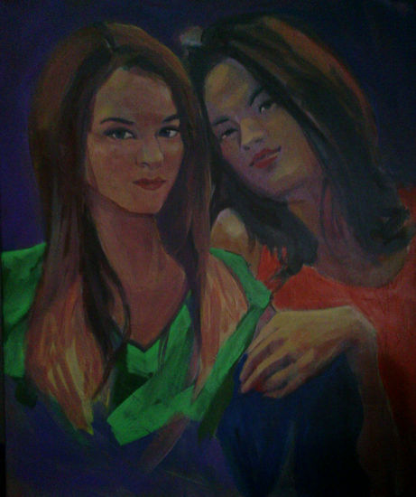 Amigas Acrylic Canvas Figure Painting