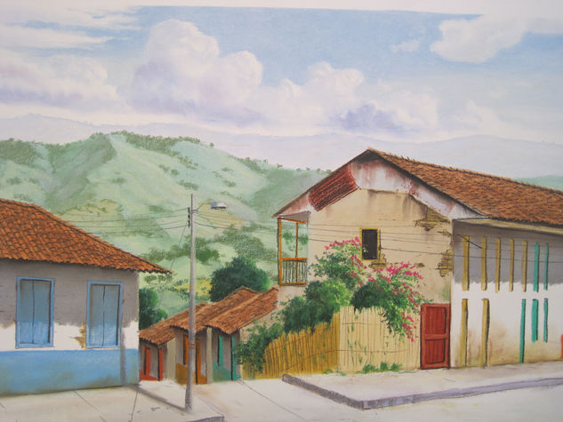 PUEBLITO Pastel Cartulina Paisaje