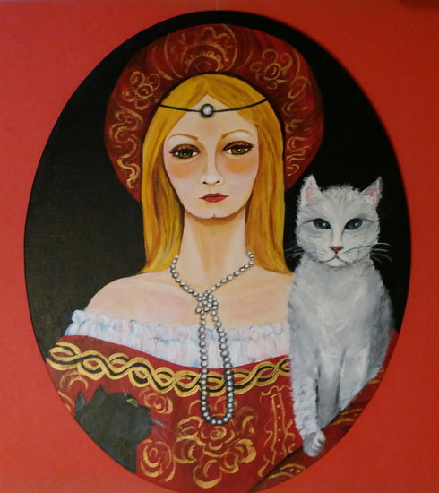 Dama medieval con gatos 2 Acrylic Card Portrait