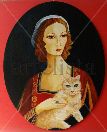 Dama medieval con gato 1 Acrylic Card Animals