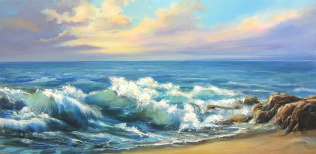 Atardecer en el mar Acrylic Canvas Marine Painting