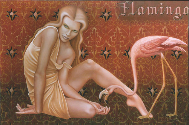 Flamingo Oil Canvas Figure Painting