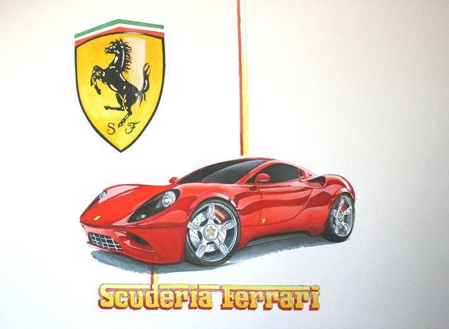 FERRARI Acuarela Papel Retrato