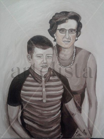 Antoine et sa maman Oil Canvas Portrait