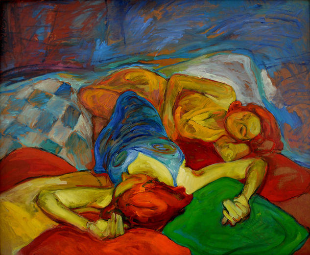 Las dos amigas Oil Panel Figure Painting