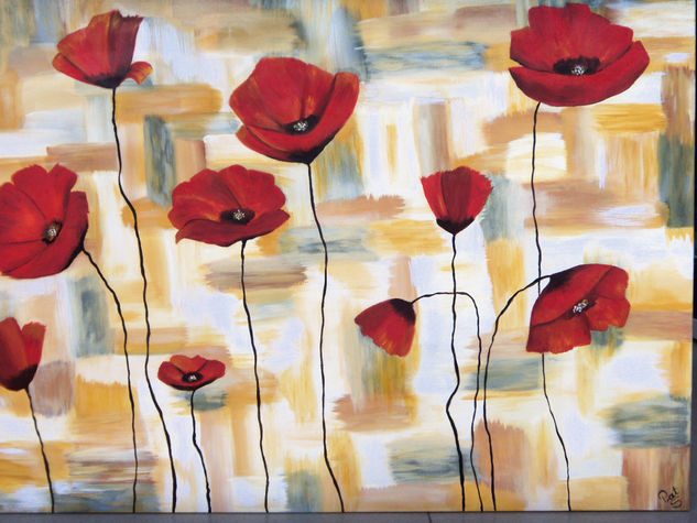 Amapolas en libertad Oil Canvas Floral Painting