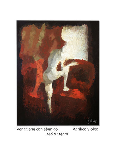 Veneciana con abanico Acrylic Canvas Figure Painting