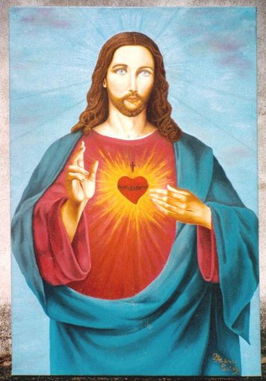 Jesus El Corazón Oil Canvas Figure Painting