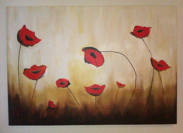 Amapolas abstractas Oil Canvas Floral Painting