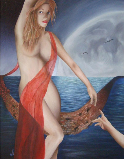 Velo rojo Oil Canvas Nude Paintings