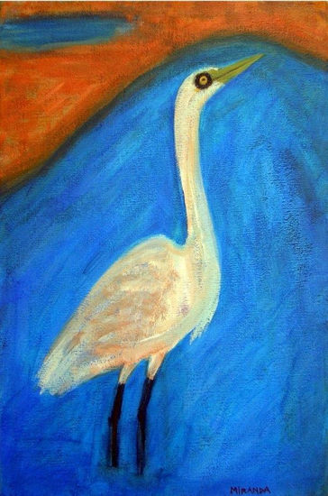 Garza blanca Acrylic Canvas Animals