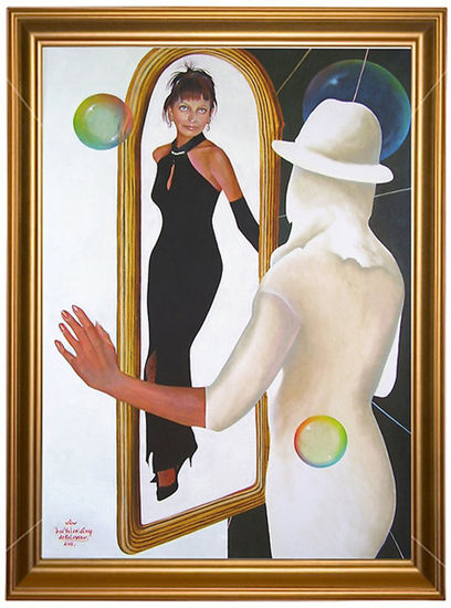 "Juego con espejo" portrait Inga Gorshkova Oil Canvas Figure Painting