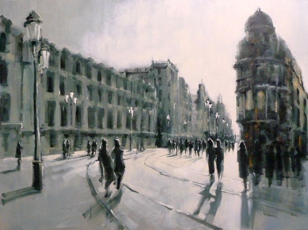 Avenida de la Constitucion de Sevilla Oil Canvas Landscaping