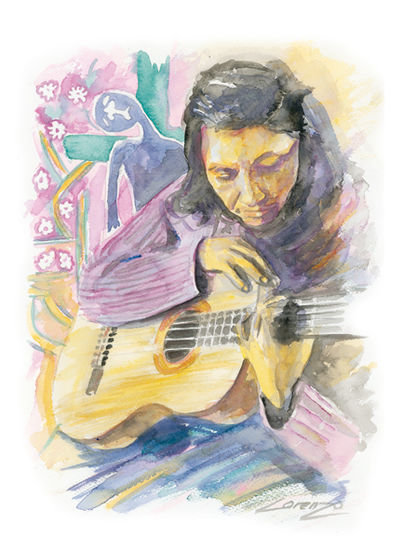 Violeta Parra Acuarela Papel Retrato