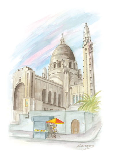 Iglesia Lourdes Watercolour Card Landscaping