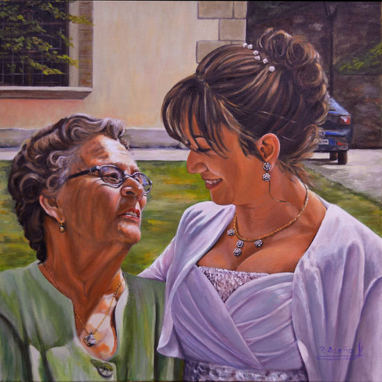 mamá y yo Oil Canvas Portrait