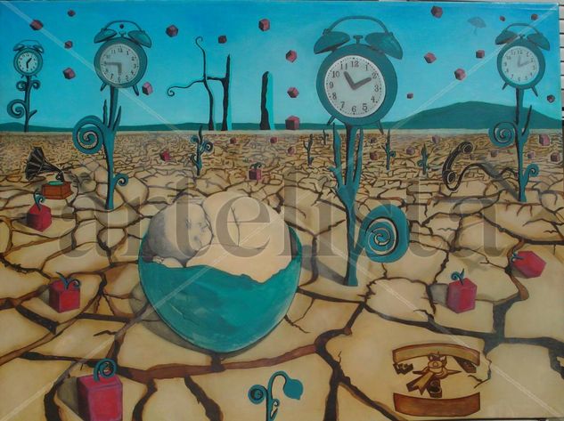 los cuatro despertadores Mixed media Canvas Landscaping