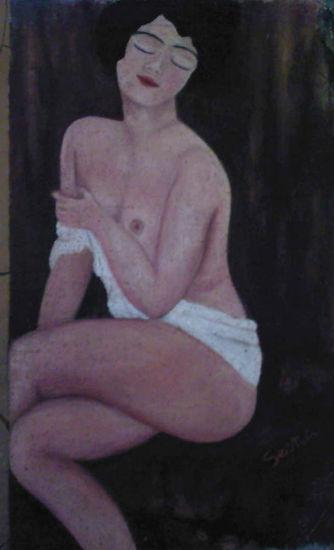 homenaje a modigliani Óleo Lienzo Desnudos