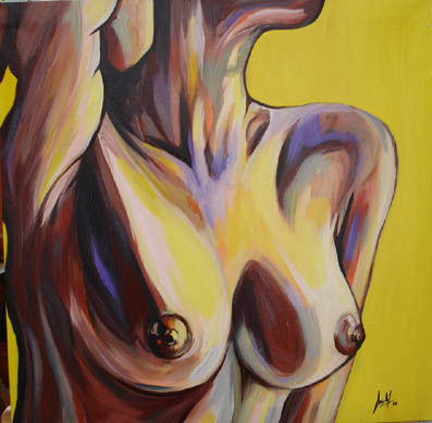 Fragmento en amarillos y morados Acrylic Canvas Nude Paintings