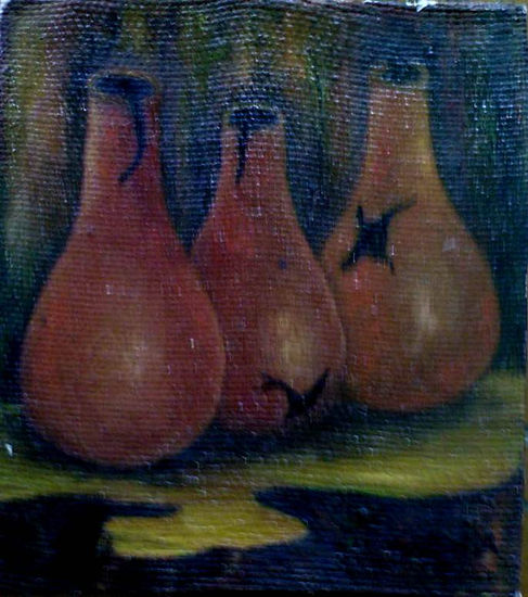 trio,vasija de barro Oil Canvas Still Life Paintings