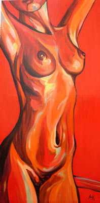 Fragmento 6 en rojos Acrylic Canvas Nude Paintings