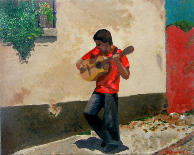 La serenata. Acrylic Canvas Figure Painting