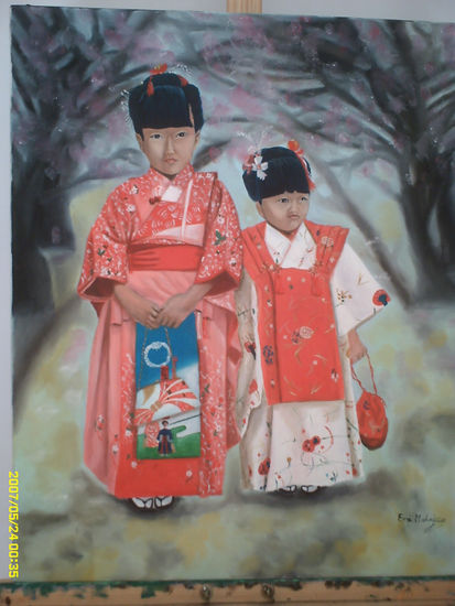 pequeñas geishas Oil Canvas Figure Painting