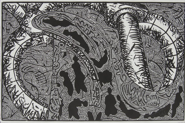 Luis Miguel Valdes, Y vino una mujer de Monterrey, 2007 Woodcut