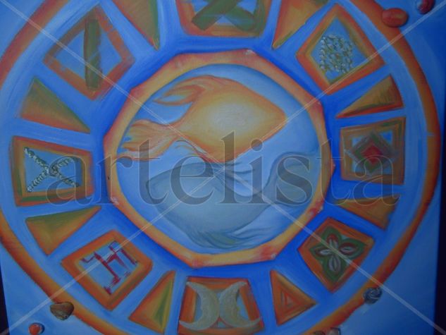 Mandala Azul Acrylic Canvas Marine Painting