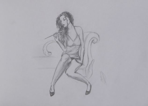 Mujer fumando Pencil