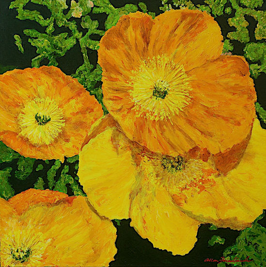 Blazing Glory Acrylic Canvas Floral Painting