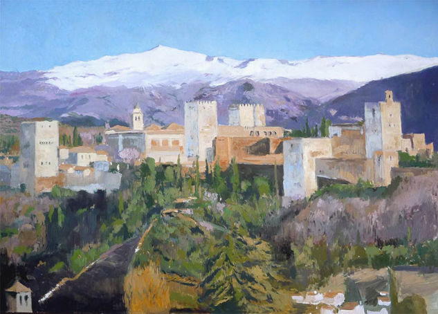 OLEO, LA ALHAMBRA DE GRANADA Oil Canvas Landscaping