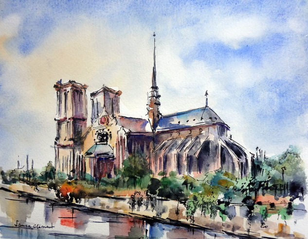 "Paris. Notre Dame" Acuarela Papel Paisaje