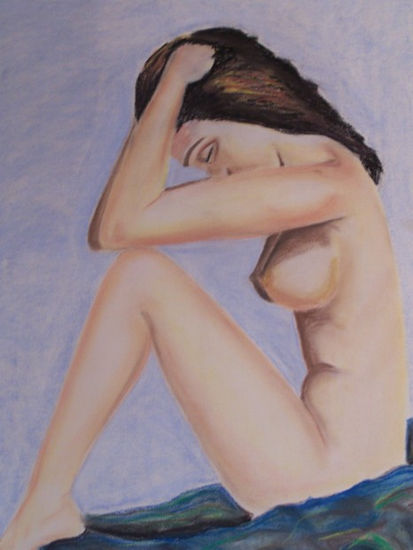 mujer pensando Pastel Paper Nude Paintings