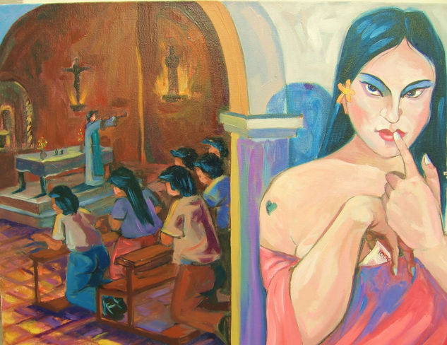 "Sociedad de las prostitutas" Oil Canvas Figure Painting