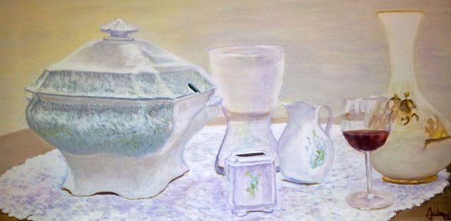 Bodegón blanco Acrylic Canvas Still Life Paintings