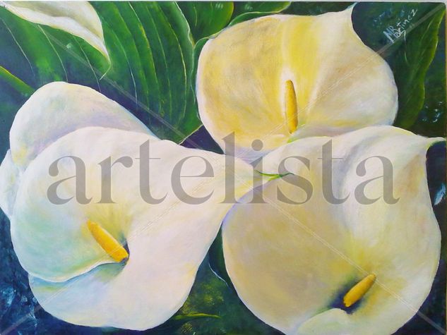 Calas Acrylic Panel Floral Painting