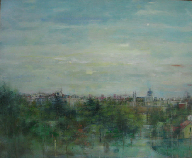 Madrid desde la Casa de Campo Óleo Tabla Paisaje